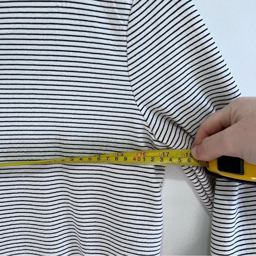 J. Crew Striped Ruffle Sleeve Shift Dress, Knee Length Black White Crew Neck, S - Picture 10 of 10
